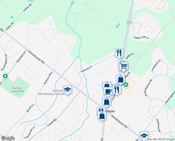 map of restaurants, bars, coffee shops, grocery stores, and more near 1816 Fairway Drive in Jamison