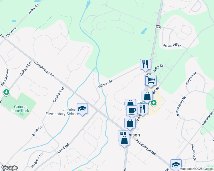 map of restaurants, bars, coffee shops, grocery stores, and more near 1816 Fairway Drive in Jamison