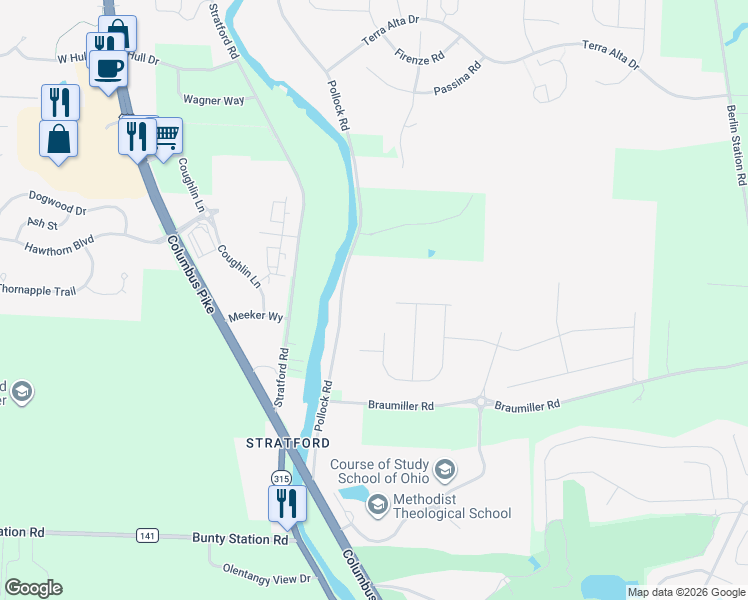 map of restaurants, bars, coffee shops, grocery stores, and more near 2483 Pollock Road in Delaware