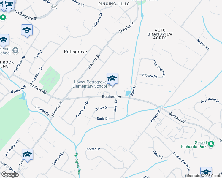 map of restaurants, bars, coffee shops, grocery stores, and more near 1329 Buchert Road in Pottstown