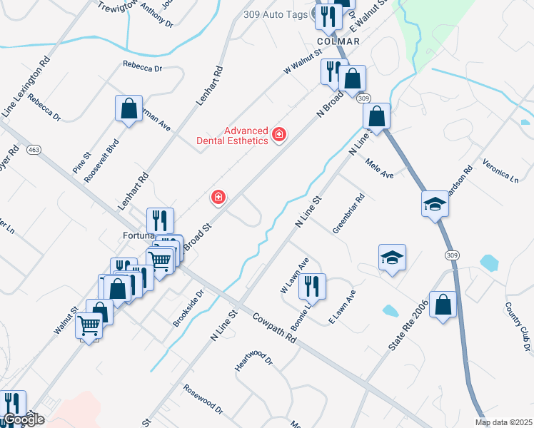 map of restaurants, bars, coffee shops, grocery stores, and more near 2137 Hidden Meadow Drive in Colmar