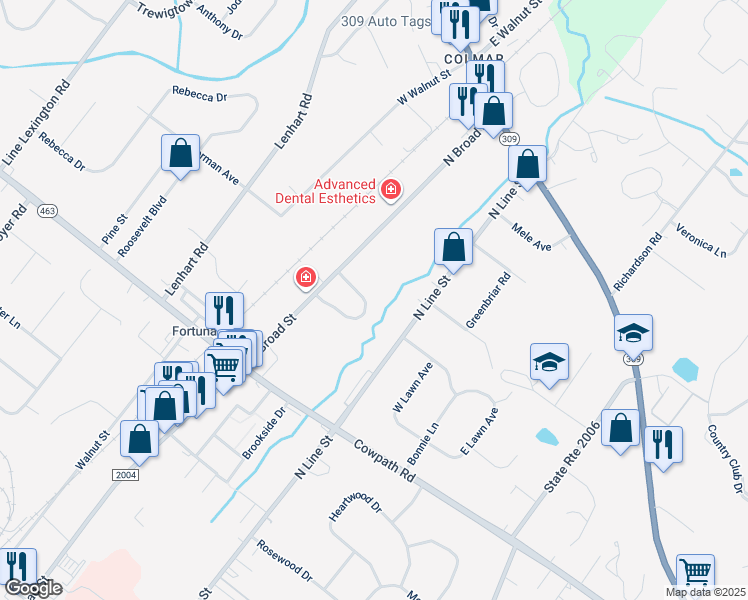 map of restaurants, bars, coffee shops, grocery stores, and more near 2137 Hidden Meadow Drive in Colmar