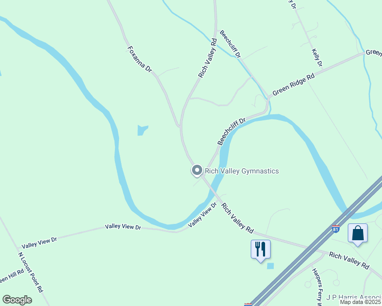 map of restaurants, bars, coffee shops, grocery stores, and more near 282 Rich Valley Road in Mechanicsburg