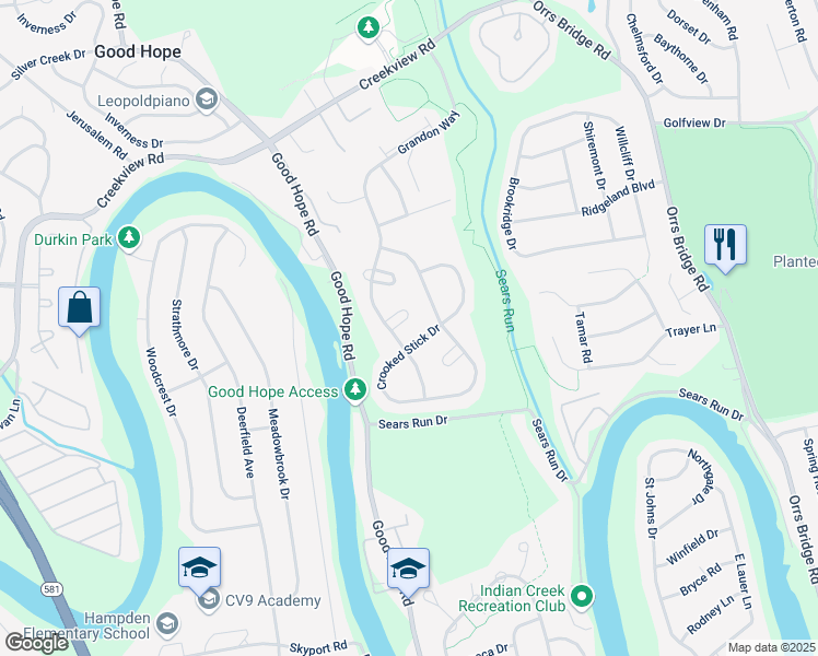 map of restaurants, bars, coffee shops, grocery stores, and more near 880 Cyprus Lane in Mechanicsburg