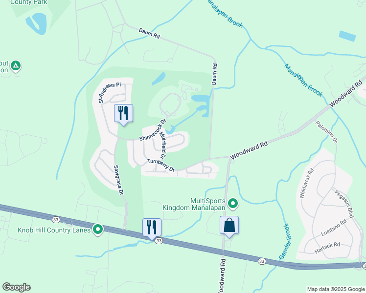 map of restaurants, bars, coffee shops, grocery stores, and more near 30 Baltusrol Drive in Englishtown