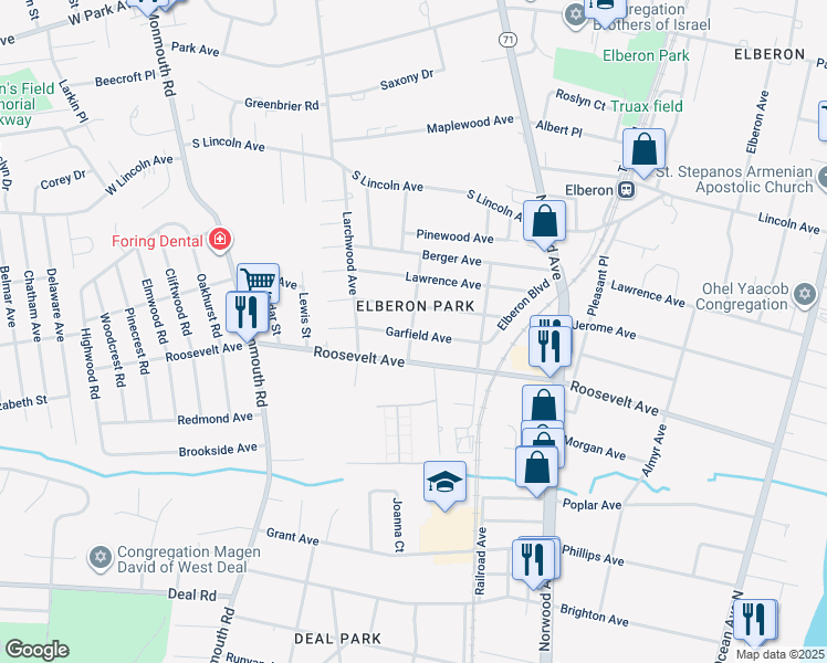 map of restaurants, bars, coffee shops, grocery stores, and more near 273 Michael Avenue in Monmouth County