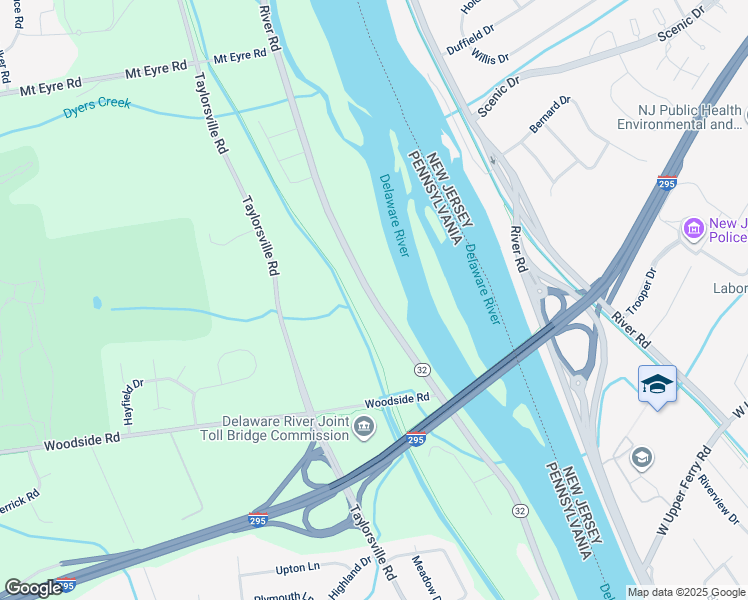 map of restaurants, bars, coffee shops, grocery stores, and more near 191 River Road in Washington Crossing