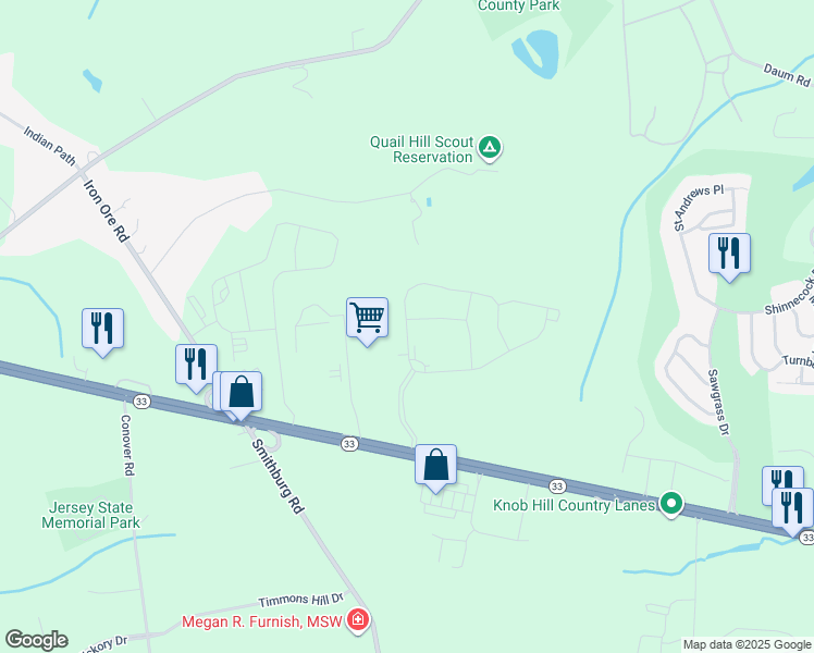 map of restaurants, bars, coffee shops, grocery stores, and more near 3 Scarlett Terrace in Manalapan Township
