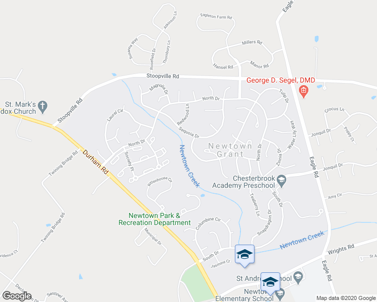 map of restaurants, bars, coffee shops, grocery stores, and more near 32 Cypress Place in Newtown