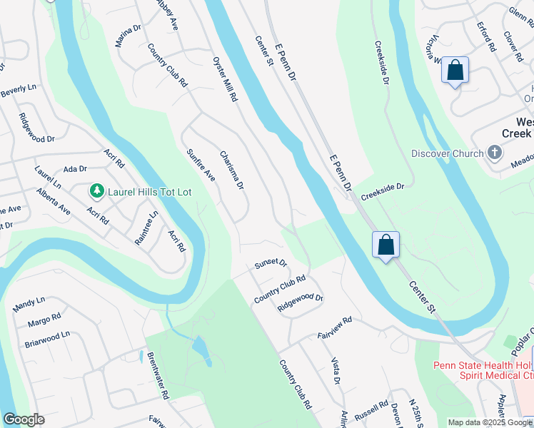 map of restaurants, bars, coffee shops, grocery stores, and more near 1008 Country Club Road in Camp Hill