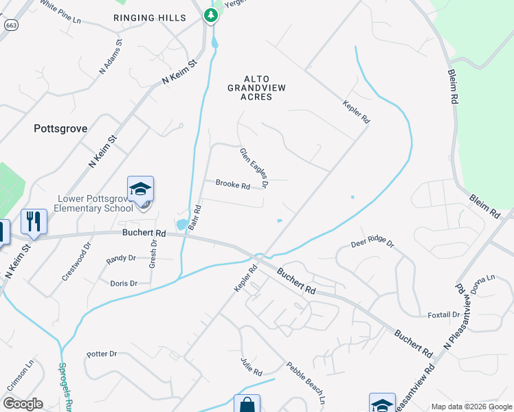 map of restaurants, bars, coffee shops, grocery stores, and more near 1495 Cedar Hill Road in Pottstown