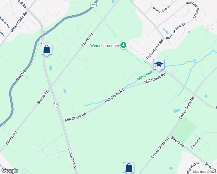 map of restaurants, bars, coffee shops, grocery stores, and more near 580 Mill Creek Road in Chalfont