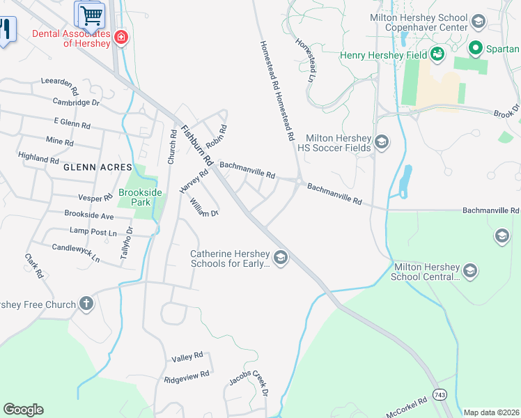 map of restaurants, bars, coffee shops, grocery stores, and more near 116 Muhlenberg Avenue in Hershey