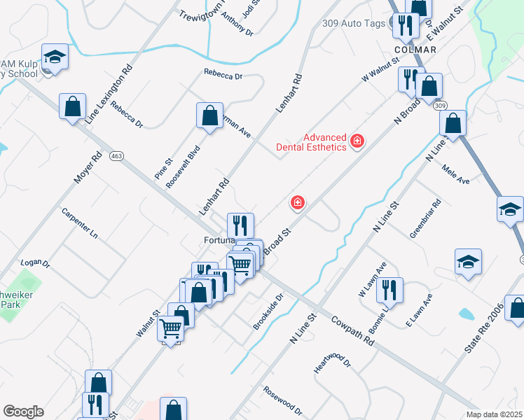 map of restaurants, bars, coffee shops, grocery stores, and more near 2043 Bevans Way in Hatfield