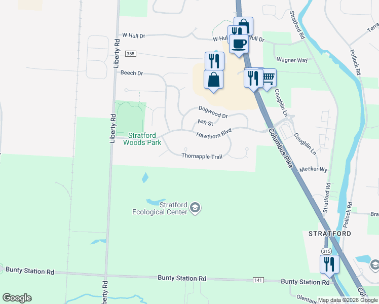 map of restaurants, bars, coffee shops, grocery stores, and more near 204 Alder Court in Delaware