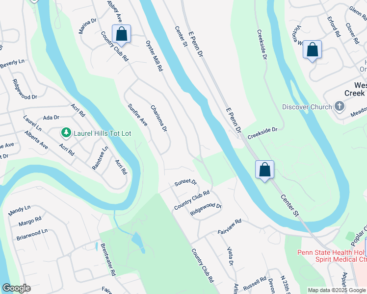 map of restaurants, bars, coffee shops, grocery stores, and more near 1008 Country Club Road in Camp Hill