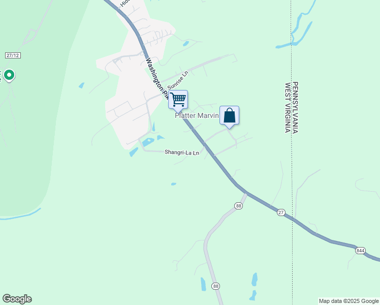 map of restaurants, bars, coffee shops, grocery stores, and more near 101 Shangri-La Lane in Wellsburg