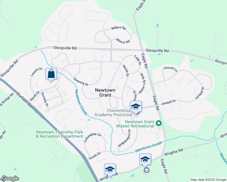 map of restaurants, bars, coffee shops, grocery stores, and more near 528 Coachwood Court in Newtown
