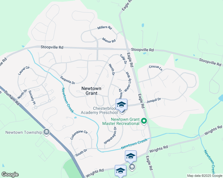map of restaurants, bars, coffee shops, grocery stores, and more near 4 Hyacinth Court in Newtown