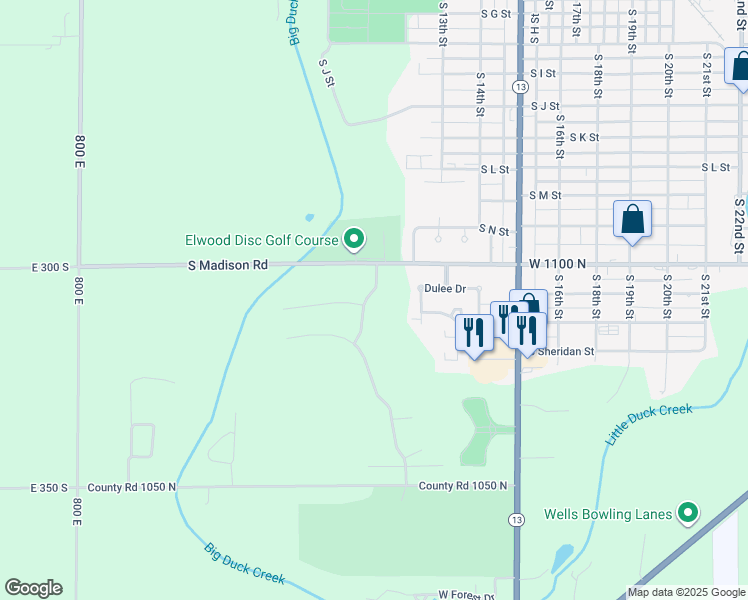 map of restaurants, bars, coffee shops, grocery stores, and more near 10802 Chapa Boulevard. in Elwood