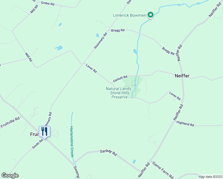 map of restaurants, bars, coffee shops, grocery stores, and more near 134 Laver Road in Schwenksville