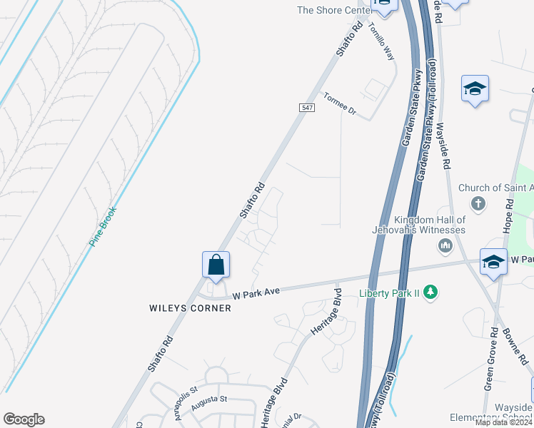 map of restaurants, bars, coffee shops, grocery stores, and more near 9 Olivia Drive in Tinton Falls