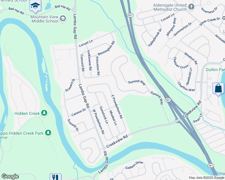 map of restaurants, bars, coffee shops, grocery stores, and more near 1211 E Powderhorn Rd in Mechanicsburg