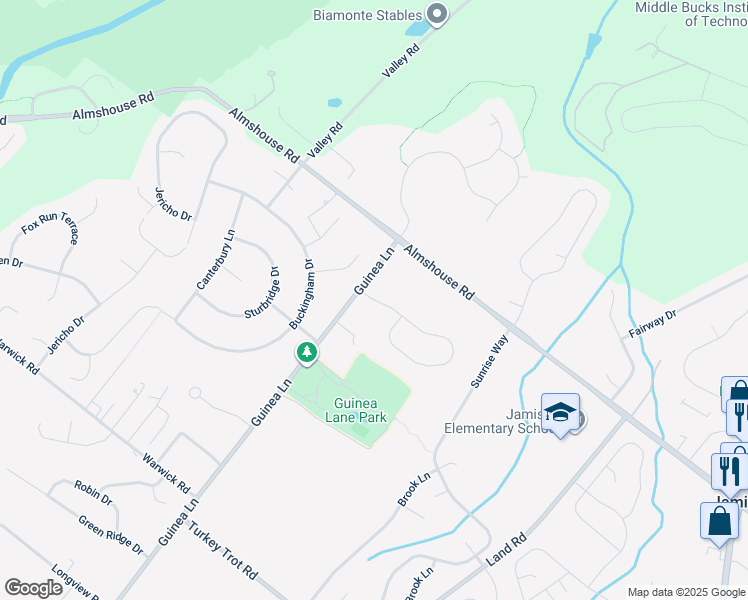 map of restaurants, bars, coffee shops, grocery stores, and more near 2021 Carmel Drive in Jamison