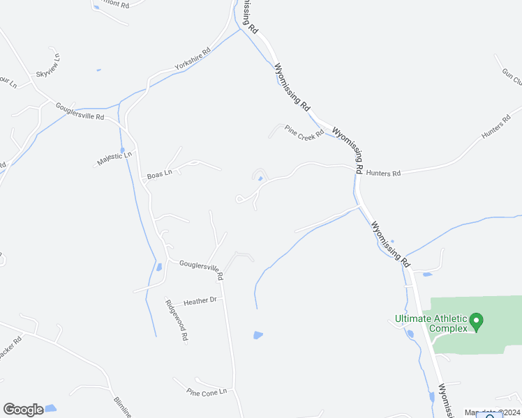 map of restaurants, bars, coffee shops, grocery stores, and more near 1280 Hunters Road in Mohnton