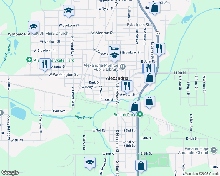 map of restaurants, bars, coffee shops, grocery stores, and more near 111 West Berry Street in Alexandria