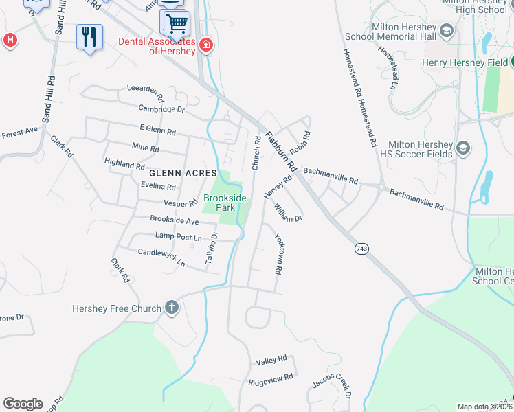 map of restaurants, bars, coffee shops, grocery stores, and more near 226 Harvey Rd in Hershey