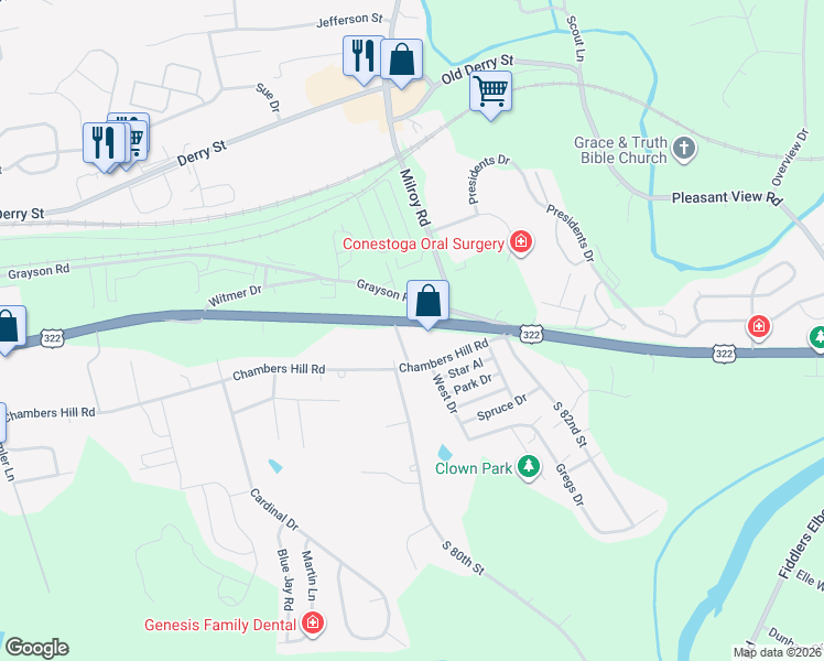 map of restaurants, bars, coffee shops, grocery stores, and more near 8001 Paxton St in Harrisburg
