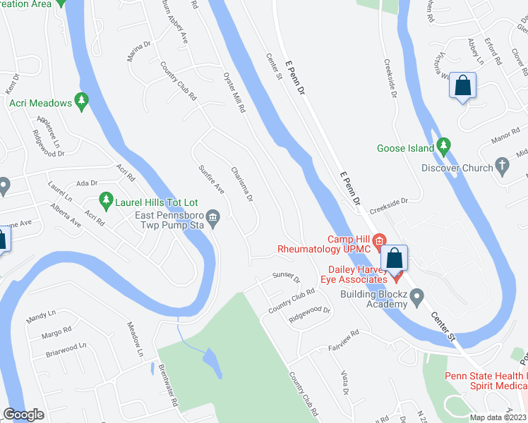 map of restaurants, bars, coffee shops, grocery stores, and more near 33 Charisma Drive in Camp Hill