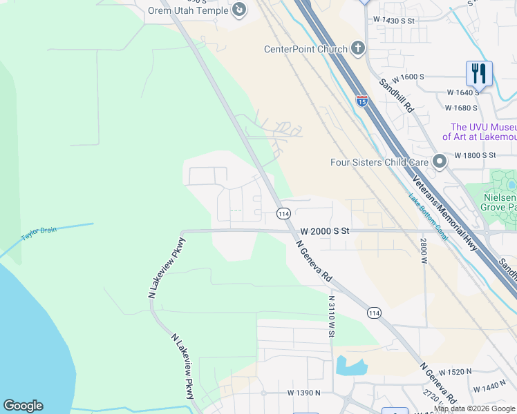map of restaurants, bars, coffee shops, grocery stores, and more near 1928 South 1030 West in Orem