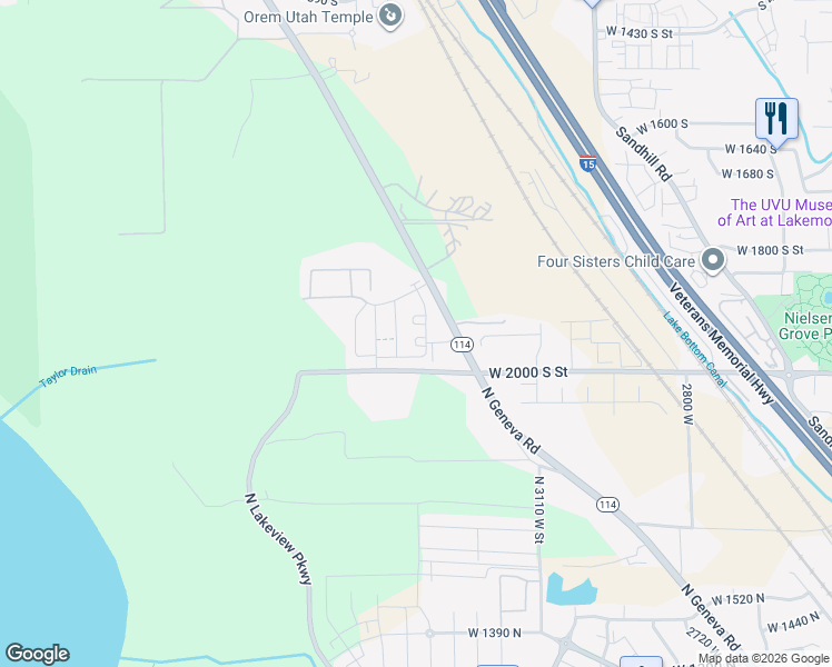 map of restaurants, bars, coffee shops, grocery stores, and more near 1956 South 1030 West in Orem