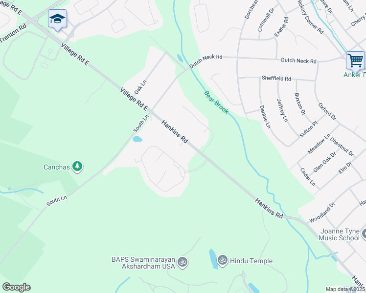 map of restaurants, bars, coffee shops, grocery stores, and more near 137 Hankins Road in Hightstown