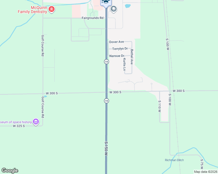 map of restaurants, bars, coffee shops, grocery stores, and more near 1438 West 300 South in Tipton