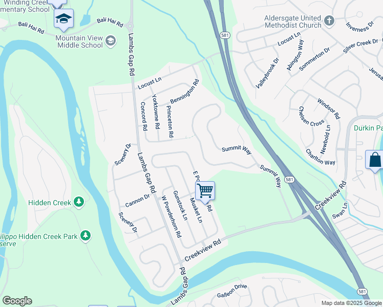 map of restaurants, bars, coffee shops, grocery stores, and more near 1211 East Powderhorn Road in Mechanicsburg