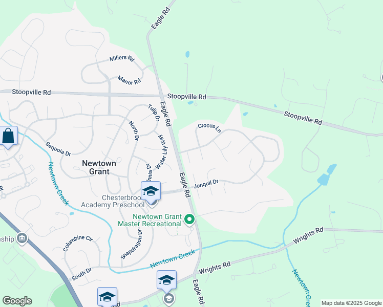 map of restaurants, bars, coffee shops, grocery stores, and more near 1 Saffron Court in Newtown