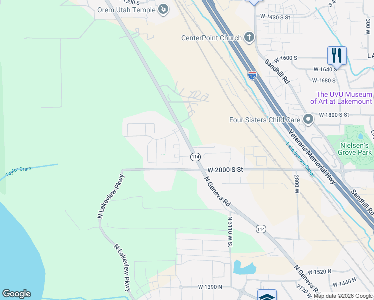 map of restaurants, bars, coffee shops, grocery stores, and more near 1913 South 1030 West in Orem