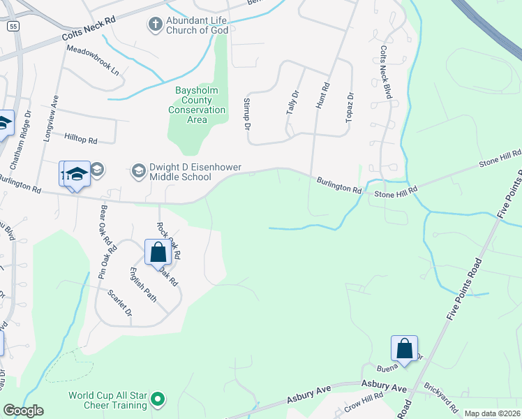 map of restaurants, bars, coffee shops, grocery stores, and more near 420 Burlington Road in Freehold