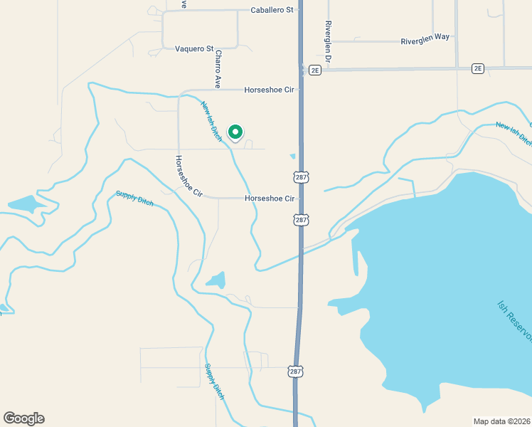 map of restaurants, bars, coffee shops, grocery stores, and more near 1685 Horseshoe Circle South in Berthoud