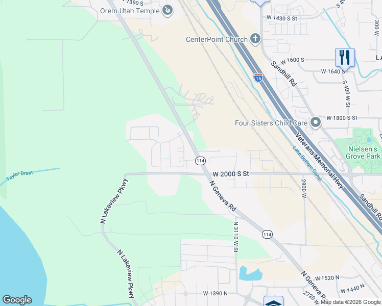 map of restaurants, bars, coffee shops, grocery stores, and more near 1953 South Geneva Road in Orem