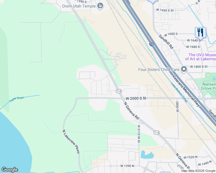 map of restaurants, bars, coffee shops, grocery stores, and more near 1956 South 1030 West in Orem