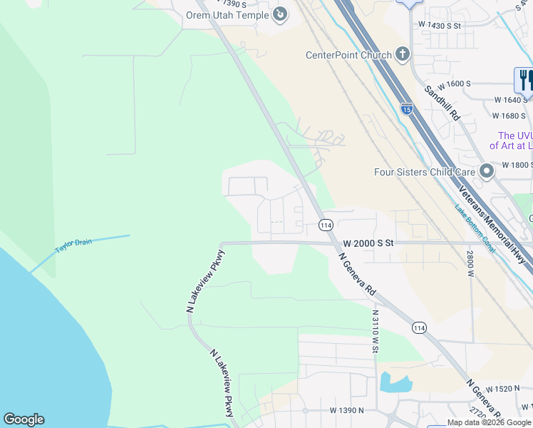 map of restaurants, bars, coffee shops, grocery stores, and more near West 2000 South Street in Orem