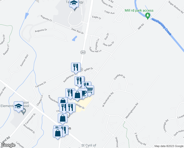 map of restaurants, bars, coffee shops, grocery stores, and more near 1510 Margaret Court in Jamison