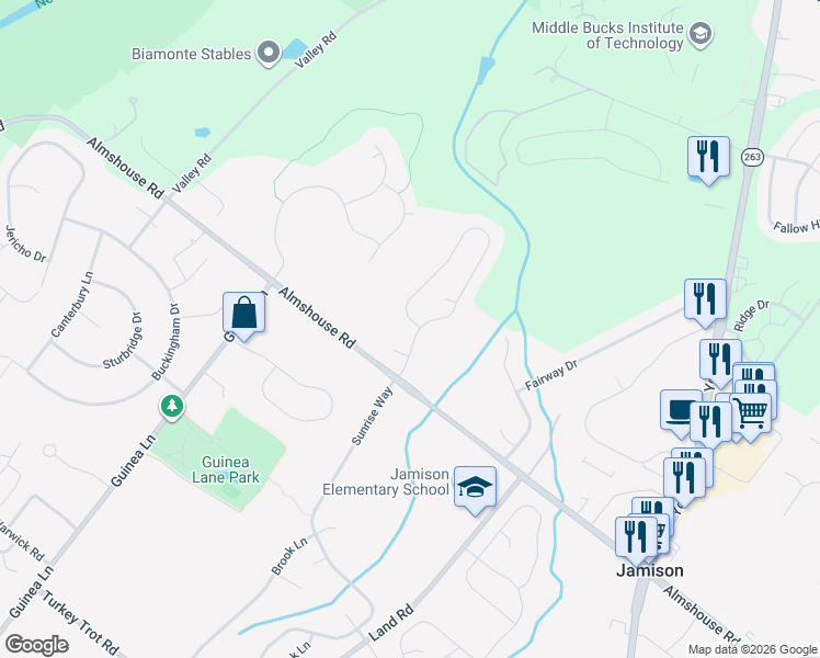 map of restaurants, bars, coffee shops, grocery stores, and more near 1935 Saint Andrews Court in Jamison