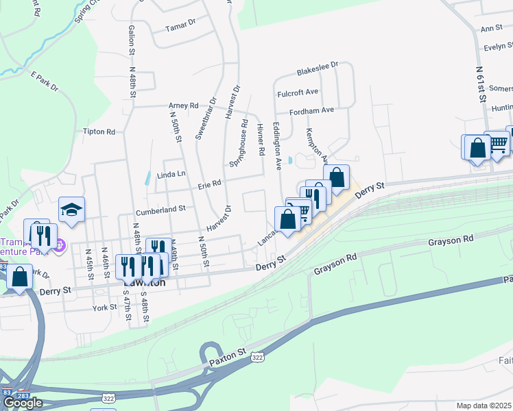 map of restaurants, bars, coffee shops, grocery stores, and more near 902 Hamilton Circle in Harrisburg