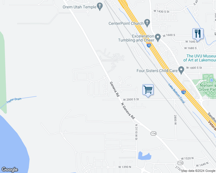 map of restaurants, bars, coffee shops, grocery stores, and more near 1899 South 1030 West in Orem