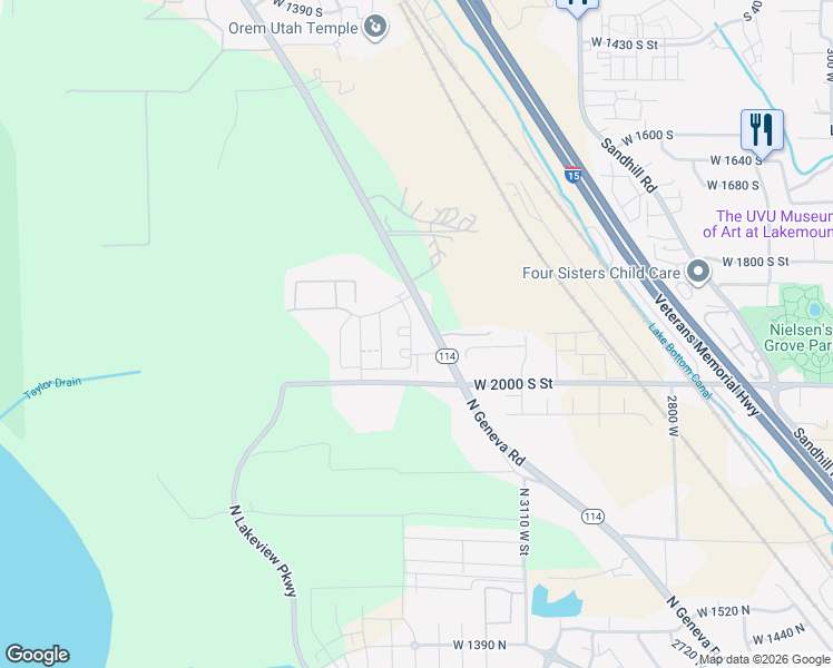 map of restaurants, bars, coffee shops, grocery stores, and more near 1899 South 1030 West in Orem